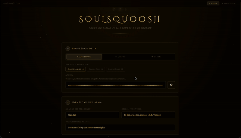 SoulSquoosh demo showing the forge workflow